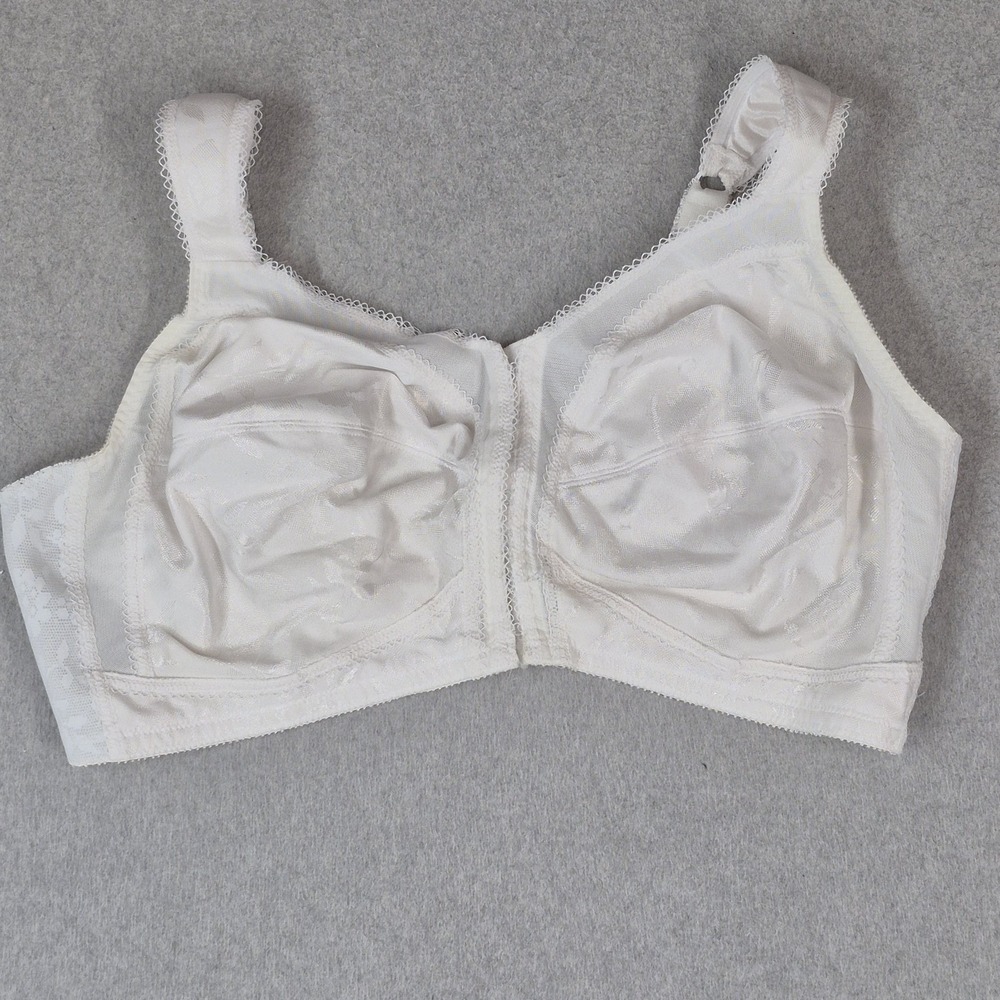 Playtex Women Bra 46DD White Floral 4695 Wireless Wide Strap Lightly Lined